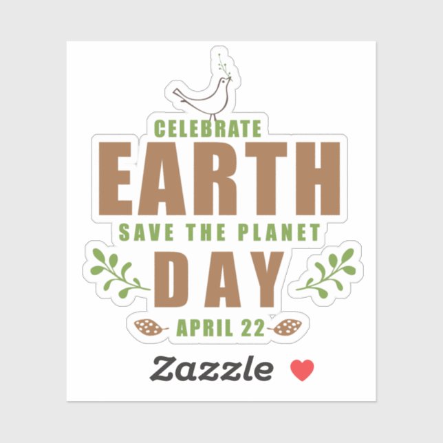 Typografie des Earth Day Rettet den Planeten Aufkleber (Blatt)