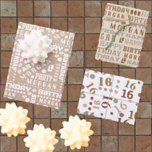 Typografie des Geburtstags neutralisiert jedes Alt Geschenkpapier Set