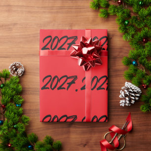 Typografie des Jahres 2027 Pinsel Tinte Geschenkpapier