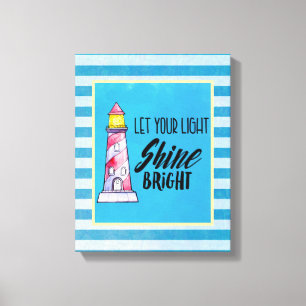 Typografie des Leuchtturms "Light Shine Bright" ge Leinwanddruck