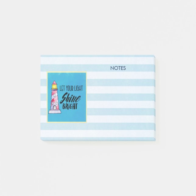 Typografie des Leuchtturms "Light Shine Bright" ge Post-it Klebezettel (Vorderseite)