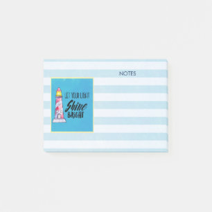 Typografie des Leuchtturms "Light Shine Bright" ge Post-it Klebezettel
