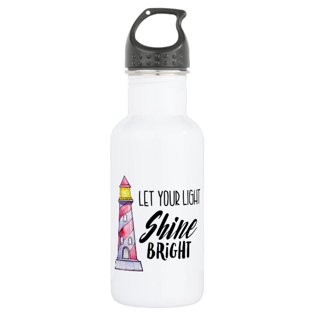 Typografie des Leuchtturms "Light Shine Bright" ge Trinkflasche (Vorderseite)