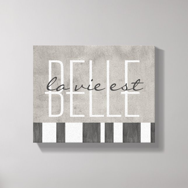 Typografie eingepackt Leinwand la vie est belle (Vorderseite)