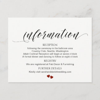 Typografie-Eintrittskarte für Hochzeitsinformation Begleitkarte