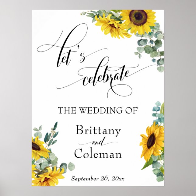 Typografie floral Let's Celebrate Sign Poster (Vorne)