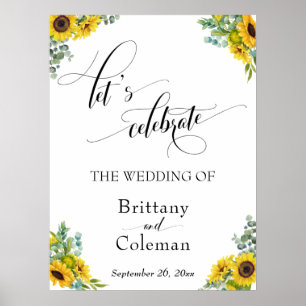 Typografie floral Let's Celebrate Sign Poster