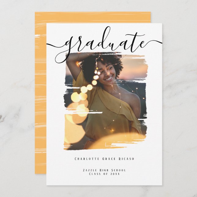 Typografie Foto Personalisiert Abschluss Einladung (Vorne/Hinten)