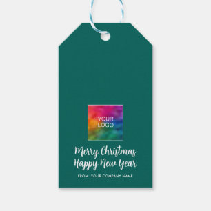 Typografie Frohe Weihnachts-Happy New Year Logo Geschenkanhänger