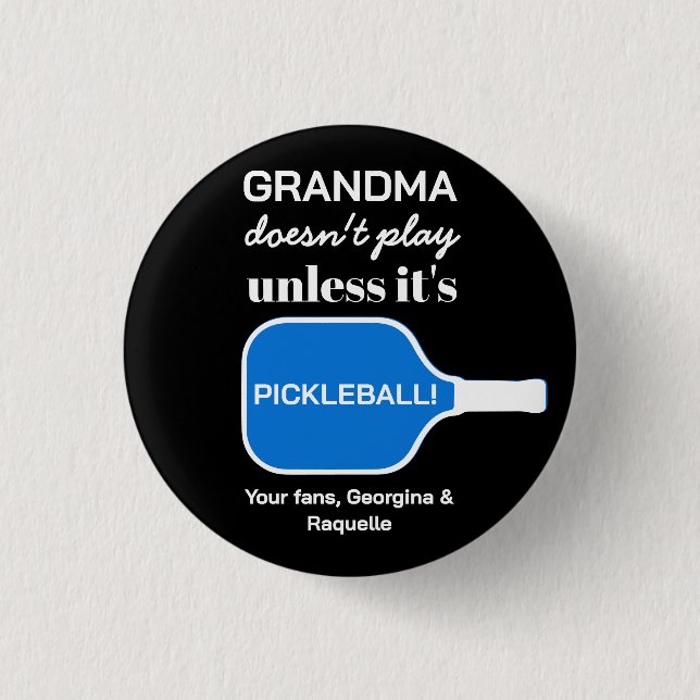 Typografie Funny Custom Pickleball Player Oma Button (Vorderseite)