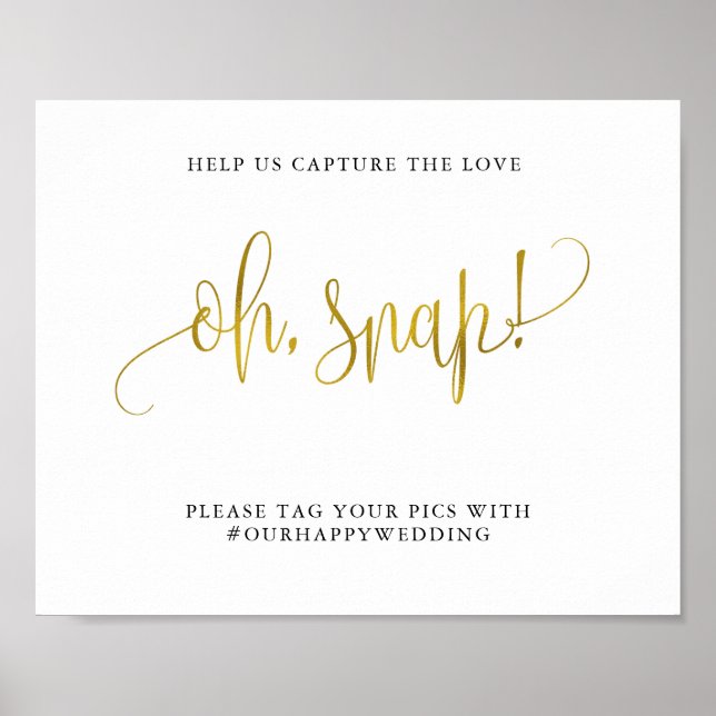 Typografie Gold Hochzeit oh Schnappfang die Liebe Poster (Vorne)