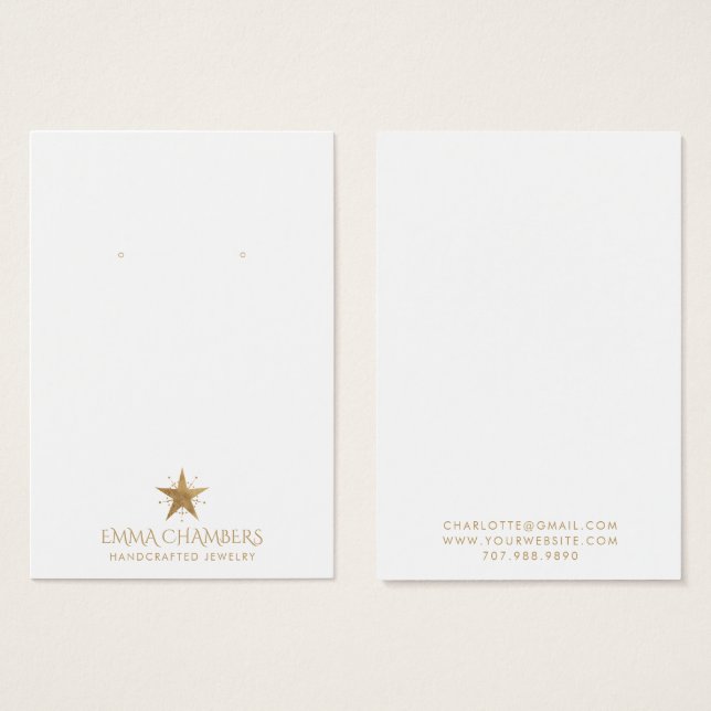 Typografie Gold Moon Earring Juwelier Display Card (Vorne & Hinten)