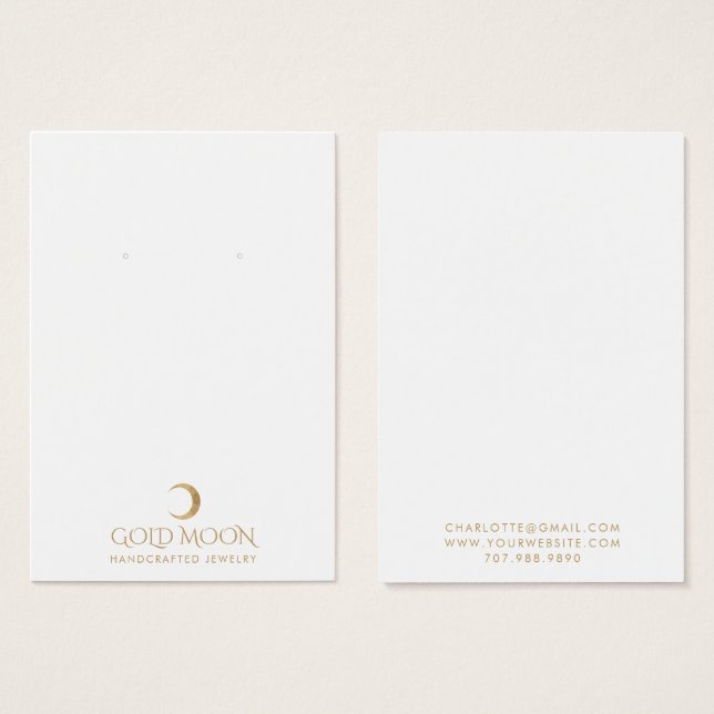 Typografie Gold Moon Earring Juwelier Display Card (Vorne & Hinten)