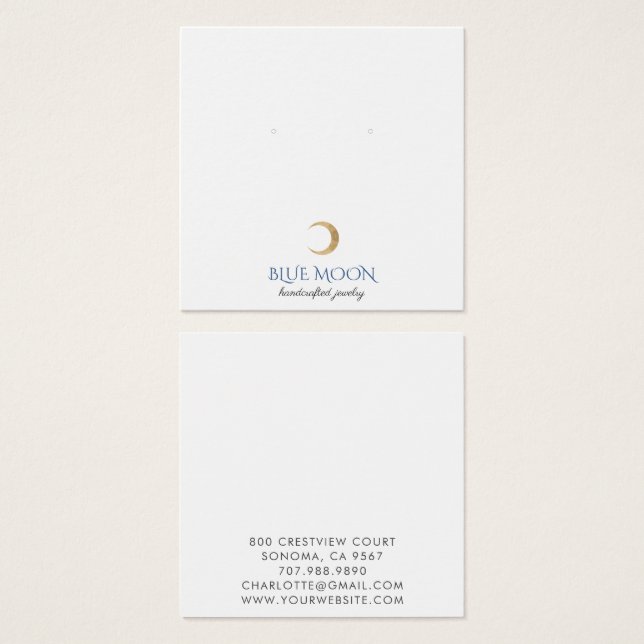 Typografie Gold Moon Earring Juwelierplatz (Vorne & Hinten)
