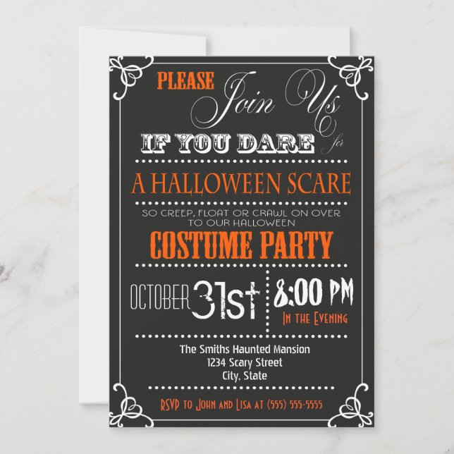 Typografie Halloween-Party Einladung (Vorderseite)