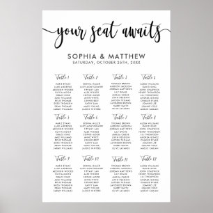 Typografie-Handschrift für Hochzeitssitzkarten Poster