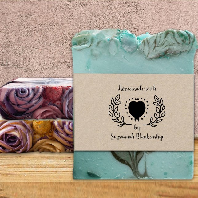 Typografie hausgemachte Dots Herz Custom Kautschuk Gummistempel (Von Creator hochgeladen)