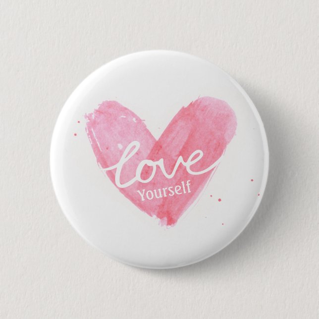 Typografie-Herz der Selbstachtungs-Liebe-sich Button (Vorderseite)