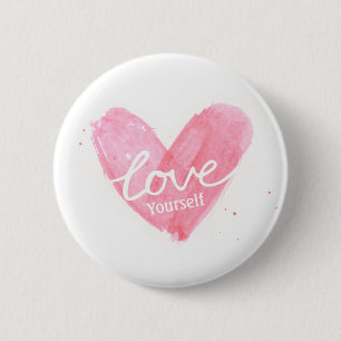 Typografie-Herz der Selbstachtungs-Liebe-sich Button