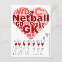 Typografie Herzdesign für Netball-Positionen