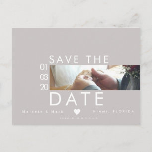 Typografie-Herzen Save The Dates Dünne Foto  Postkarte