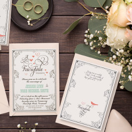 Typografie Herzminze und Korallenmärsche Hochzeit Einladung