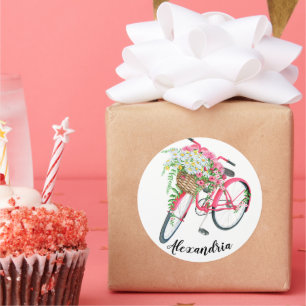 Typografie Ihr Name Zitat Vintages Fahrrad Runder Aufkleber