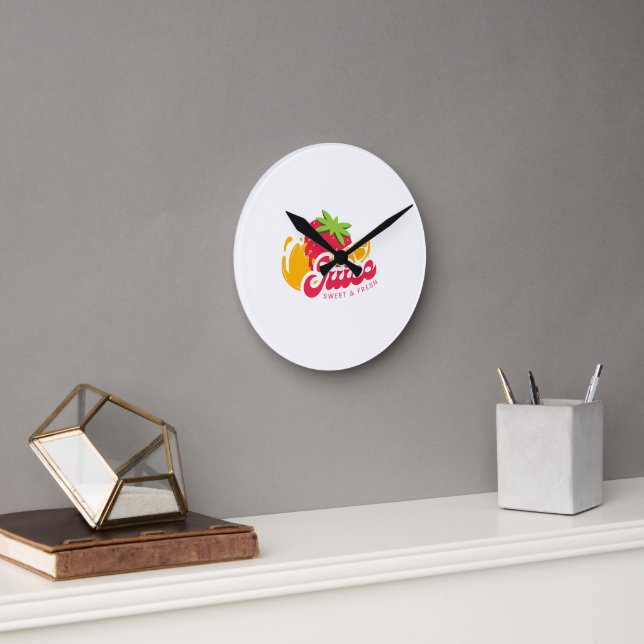 Typografie-Illustrationskunstwerk Runde Wanduhr (Büro)