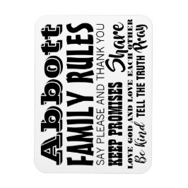 Typografie Inspiration Quote Life Family Rules Magnet