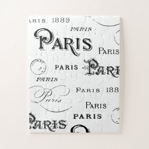 Typografie Kalligrafie Paris Frankreich Eiffelturm Puzzle