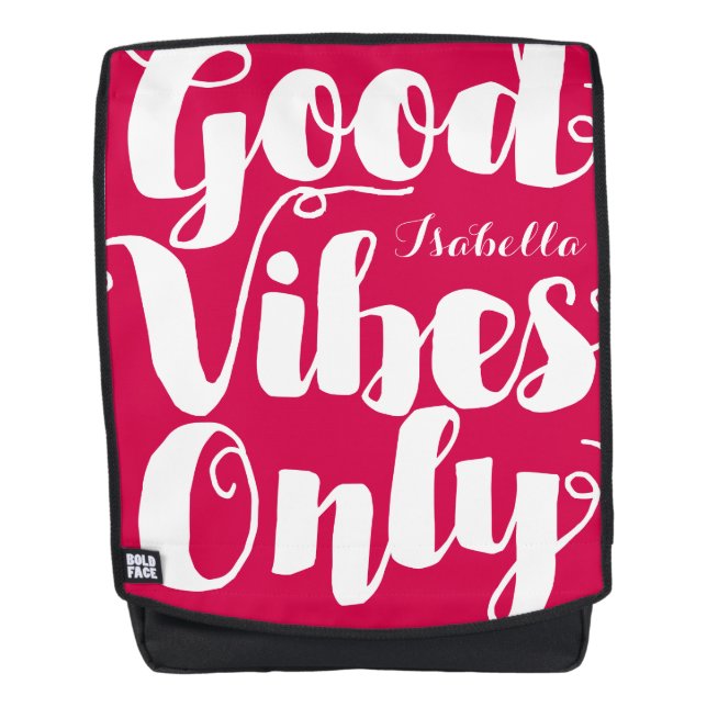 Typografie Kalligrafie Pink Good Vibes nur Rucksack (Vorderseite)