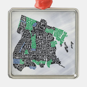 Typografie-Karte Bronx New York City Ornament Aus Metall