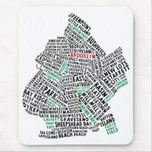 Typografie-Karte Brooklyns NYC Mousepad