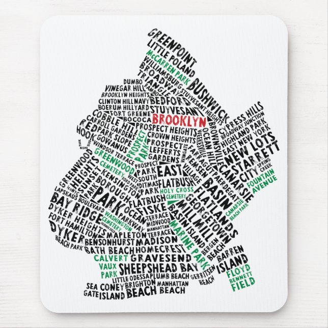 Typografie-Karte Brooklyns NYC Mousepad (Vorne)