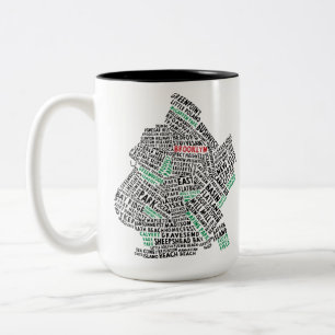 Typografie-Karte Brooklyns NYC Zweifarbige Tasse