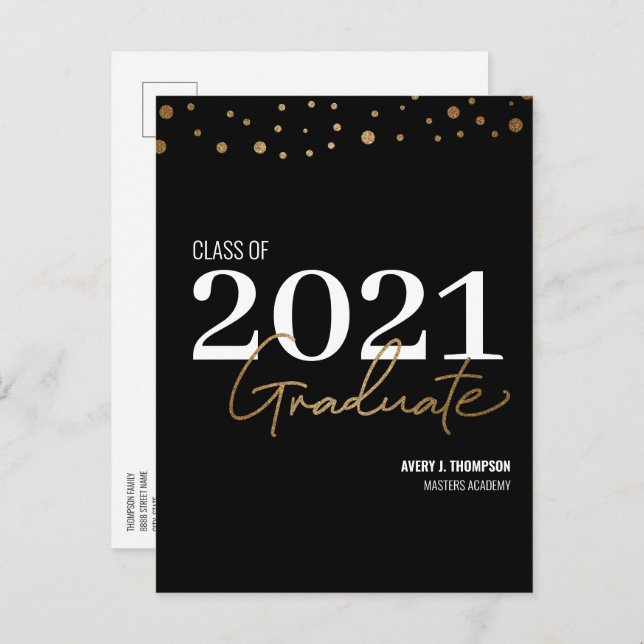 Typografie-Klasse 2021 Graduate Personalisiert Ankündigungspostkarte (Vorne/Hinten)