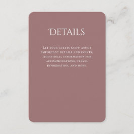 Typografie kurvt Mauve Wedding Details Begleitkarte