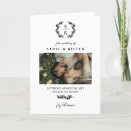 Typografie Laurel Wreath Monogram Foto Wedding Programm