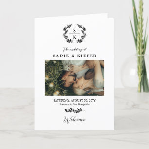 Typografie Laurel Wreath Monogram Foto Wedding Programm