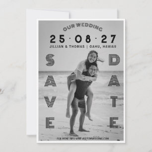 Typografie Lettering Benutzerdefiniertes Foto Hoch Save The Date