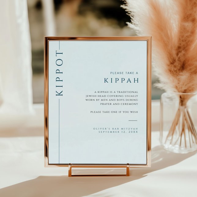 Typografie Light Blue Bar Mitzvah Kippah-Zeichen Poster (Von Creator hochgeladen)