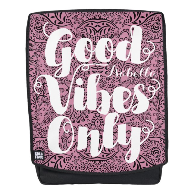 Typografie Lilac Good Vibes Rucksack (Vorderseite)