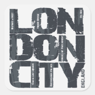 Typografie Londons, England Quadratischer Aufkleber