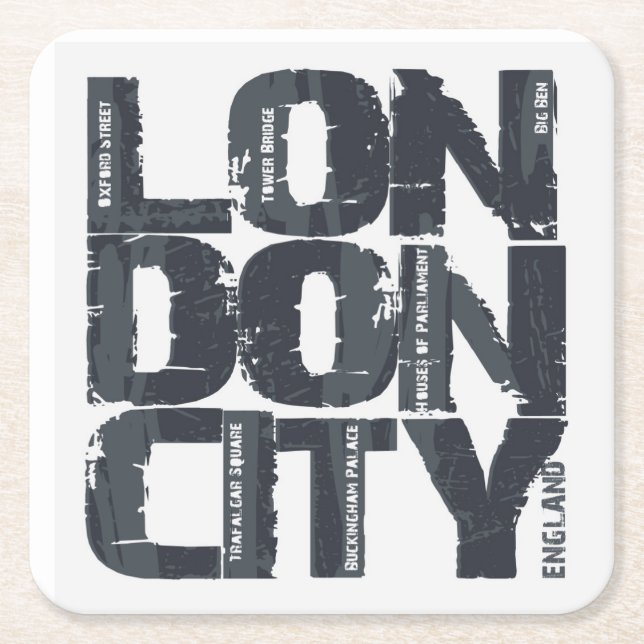 Typografie Londons, England Rechteckiger Pappuntersetzer (Vorderseite)