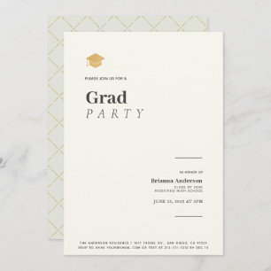 Typografie Minimalistisch Beige Gold Graduation Pa Einladung