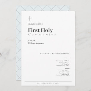 Typografie Minimalistischer Junge Erste Heilige Ko Einladung