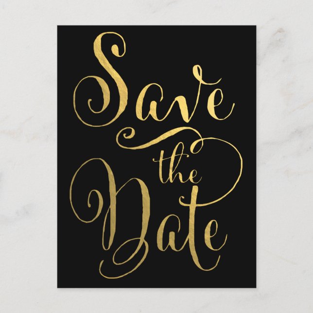 Typografie mit Gold Foil Save the Date Postkarte (Vorderseite)