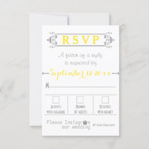 Typografie mit Instagram Hashtag Hochzeit RSVP Karte