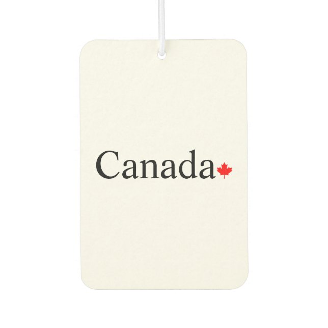 Typografie mit rotem Ahornblatt in Kanada Autolufterfrischer (Vorderseite)