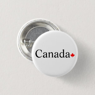 Typografie mit rotem Ahornblatt in Kanada Button